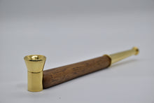 Load image into Gallery viewer, Smoking Pipe- Polished Solid Brass with Teak-Bulb Tip