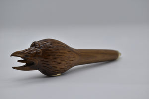 Smoking Pipe- Three-eyed Raven-Polished Solid Brass and Teak- Nipple Tip