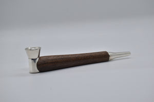 Smoking Pipe- Heavy Silver Plate with Walnut Wood, Bullet Tip