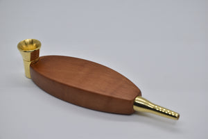 Smoking Pipe- 24 Karat Gold Plate with Pear Wood, Bullet Tip