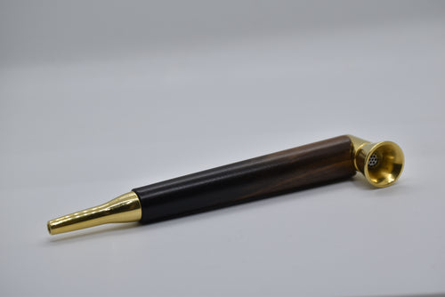 Smoking Pipe- 24 Karat Gold Plate with Exotic Ebony Wood- Bullet Tip