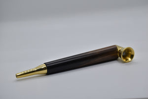 Smoking Pipe- 24 Karat Gold Plate with Exotic Ebony Wood- Bullet Tip