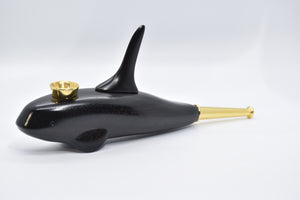 Smoking Pipe-Orca-Ebony 24 Karat Gold Plate