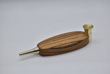 Load image into Gallery viewer, Smoking Pipe- Polished Solid Brass with Exotic Zebra Wood, Bullet Tip