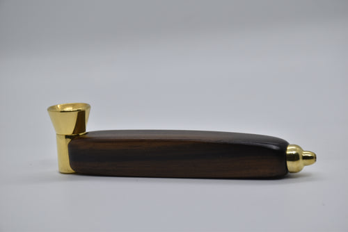 Smoking Pipe- 24 Karat Gold Plate with Exotic Ebony Wood, Nipple Tip