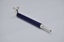 Load image into Gallery viewer, Smoking Pipe- Heavy Silver Plate with Electric Blue Borosilicate Glass, Bullet Tip