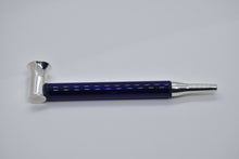 Load image into Gallery viewer, Smoking Pipe- Heavy Silver Plate with Electric Blue Borosilicate Glass, Bullet Tip