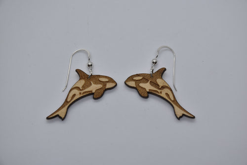 Mother Orca Tahlequah J-35 Natural with Sterling Silver Earrings