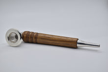 Load image into Gallery viewer, Smoking Pipe- Heavy Silver Plate with Teak Wood, Bullet Tip