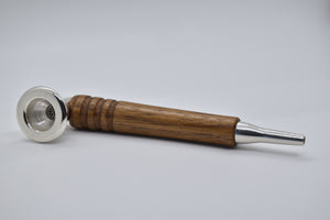 Smoking Pipe- Heavy Silver Plate with Teak Wood, Bullet Tip