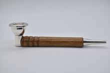 Load image into Gallery viewer, Smoking Pipe- Heavy Silver Plate with Teak Wood, Bullet Tip