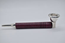 Load image into Gallery viewer, Smoking Pipe- Heavy Silver Plate with Exotic Purple Heart Wood, Bullet Tip