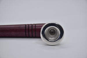 Smoking Pipe- Heavy Silver Plate with Exotic Purple Heart Wood, Bullet Tip