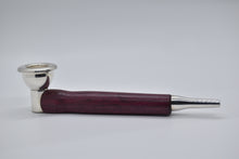 Load image into Gallery viewer, Smoking Pipe- Heavy Silver Plate with Exotic Purple Heart Wood, Bullet Tip